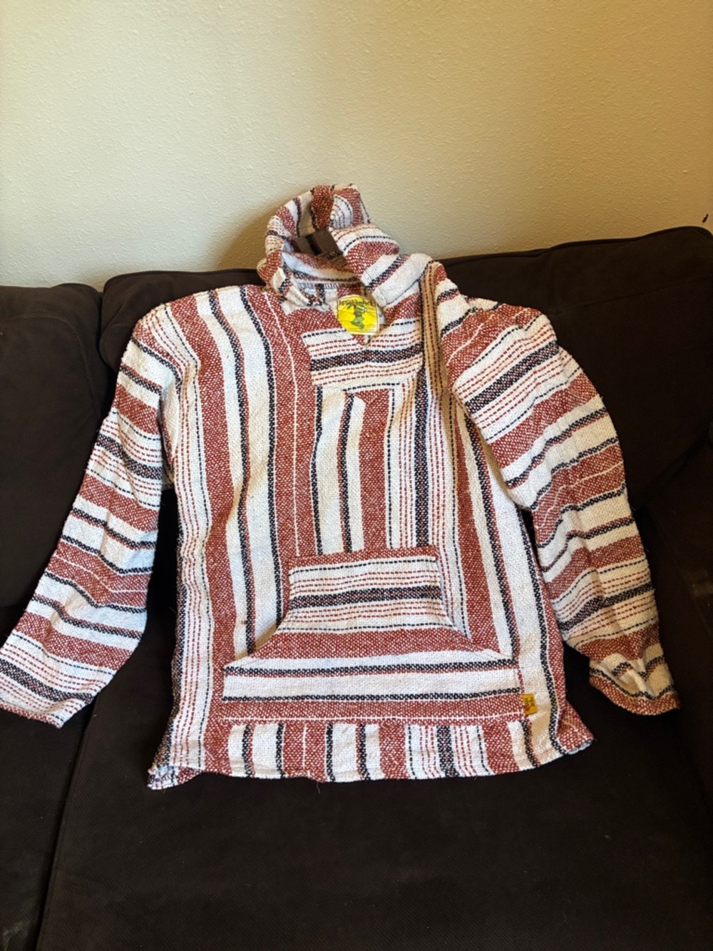 Striped Baja Hoodie in Rust and White